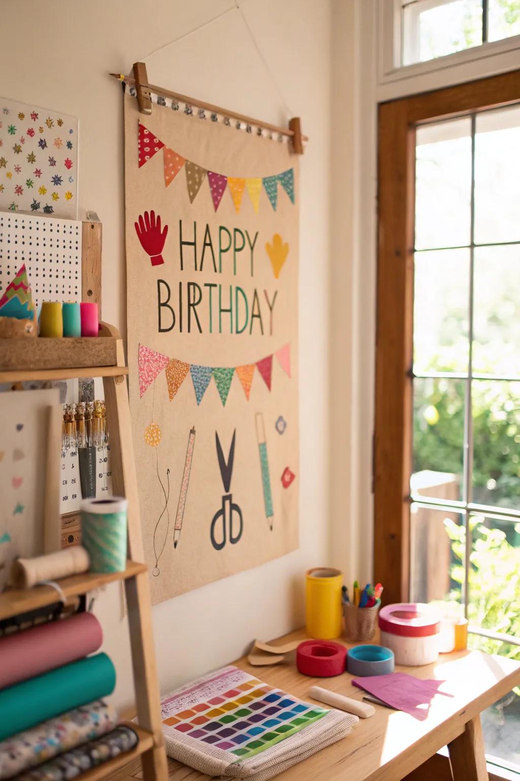 DIY craft elements add a personal touch to birthday signs.