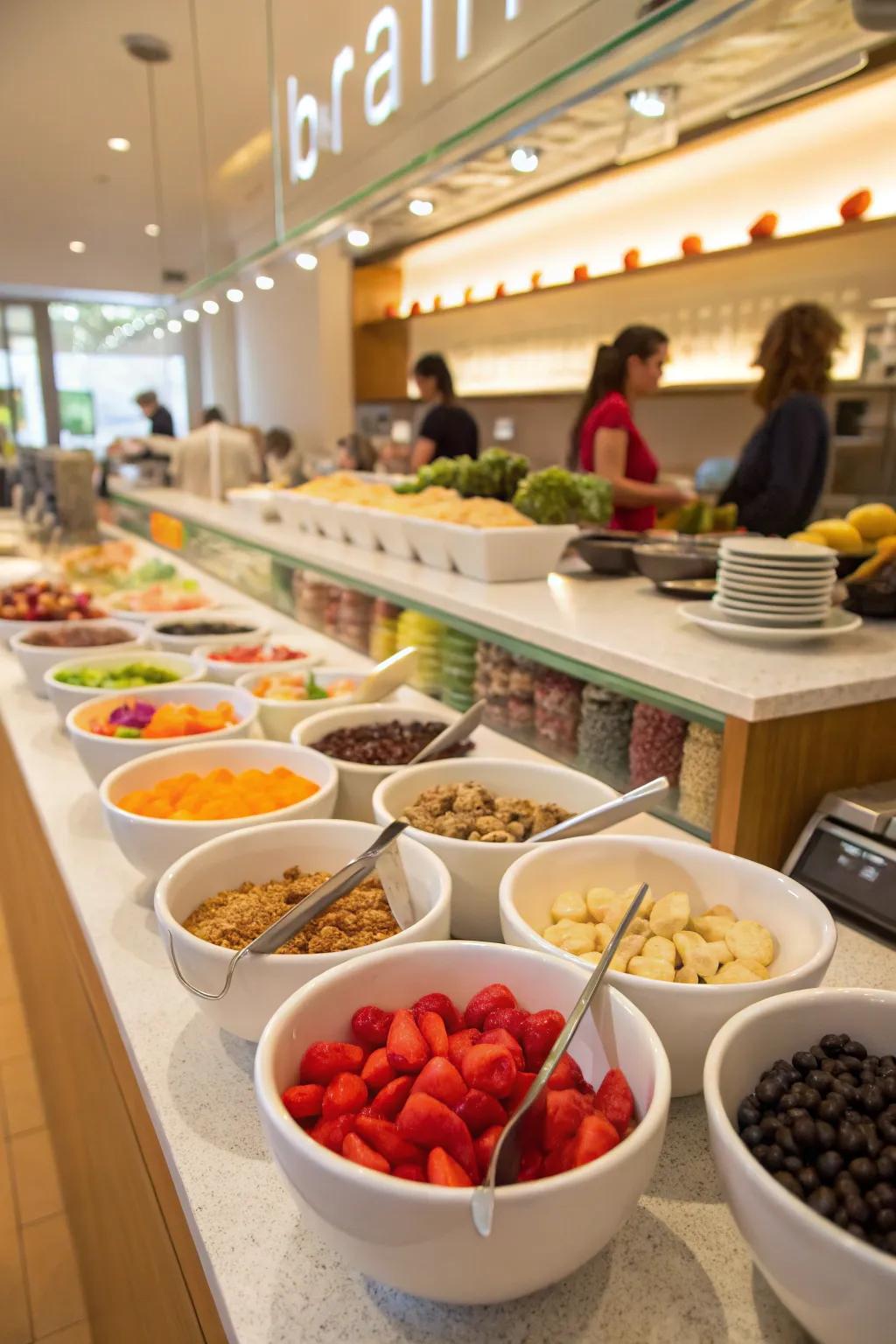 An interactive topping bar engages and delights.