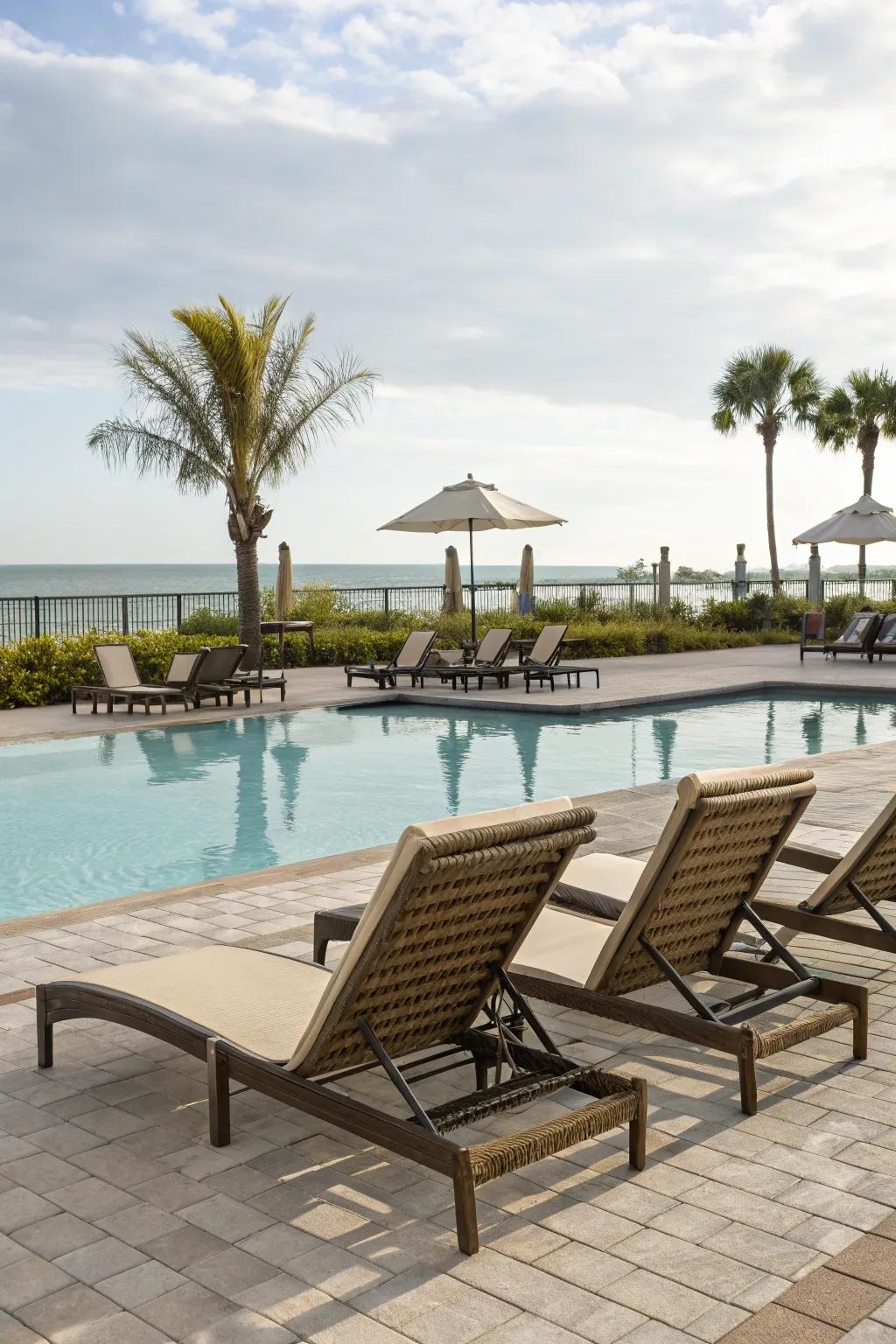 Lounge chairs offer relaxation without high costs.