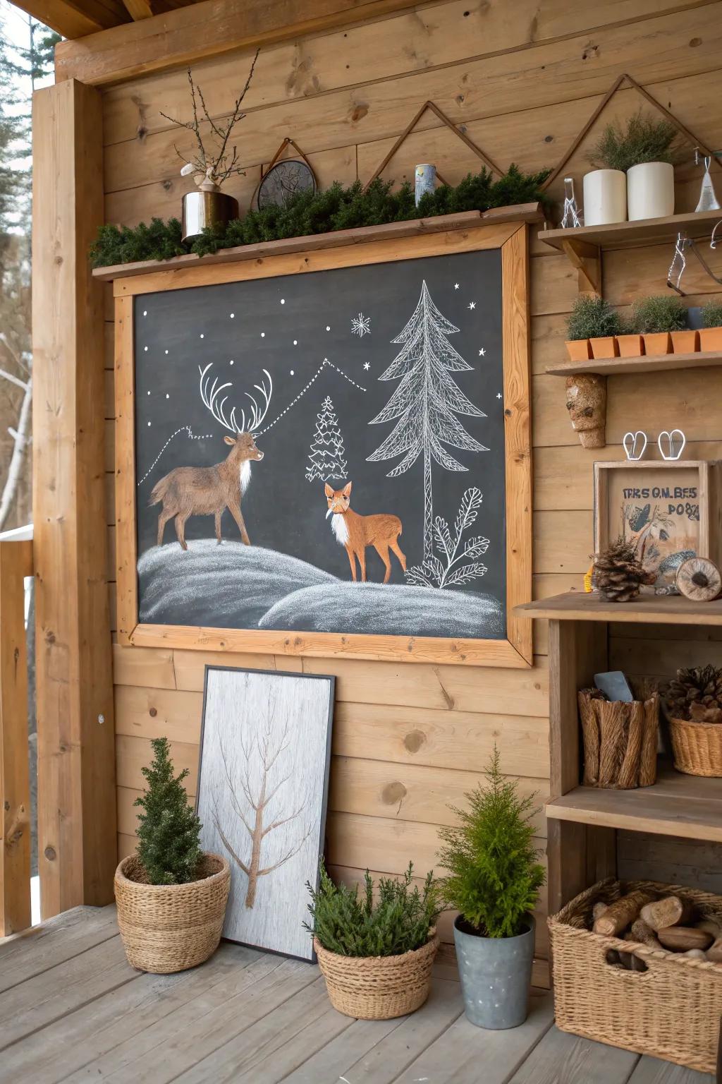 Bring winter wildlife into your home with chalk art.