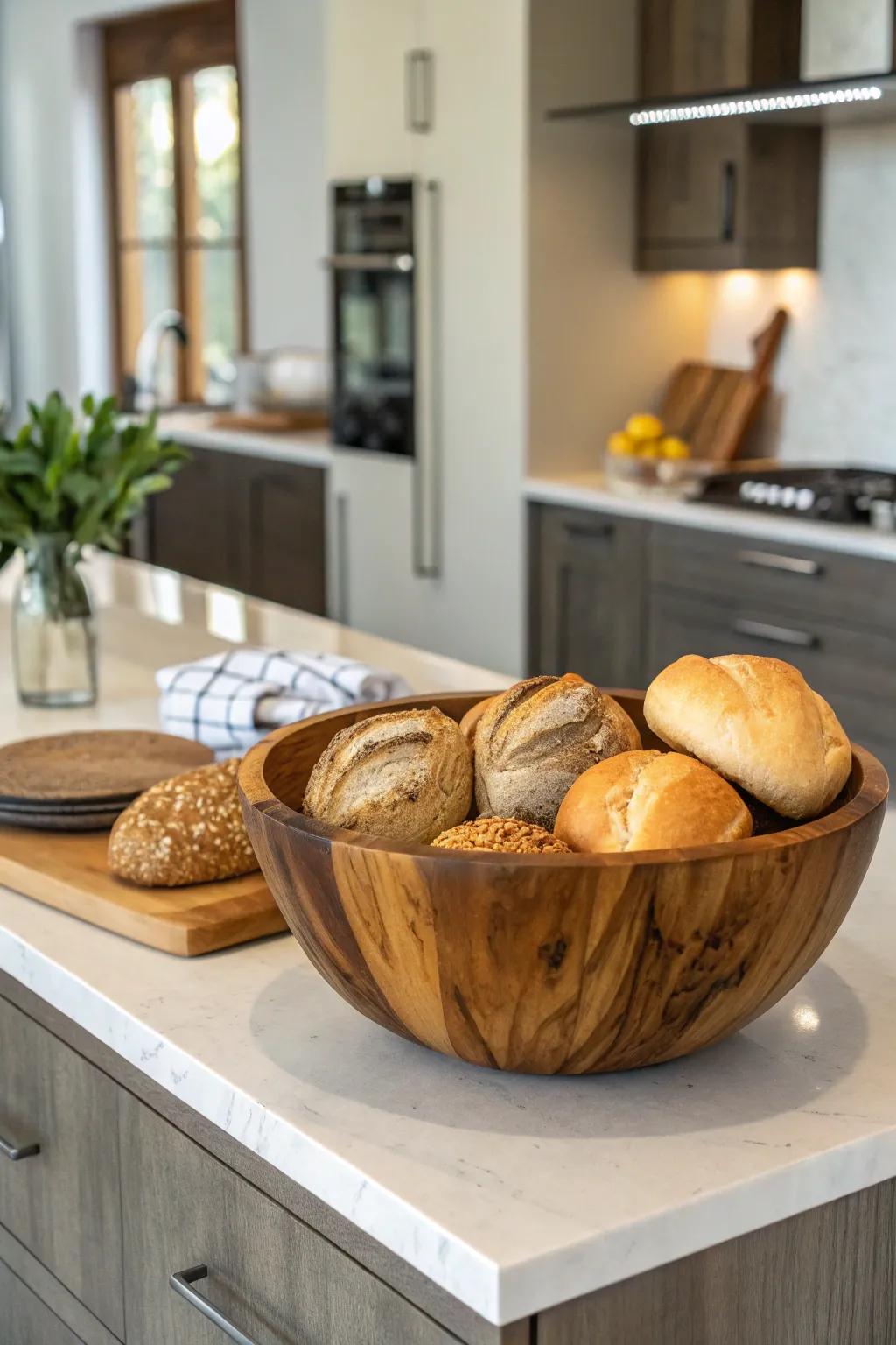 A statement bread bowl is both decorative and functional.