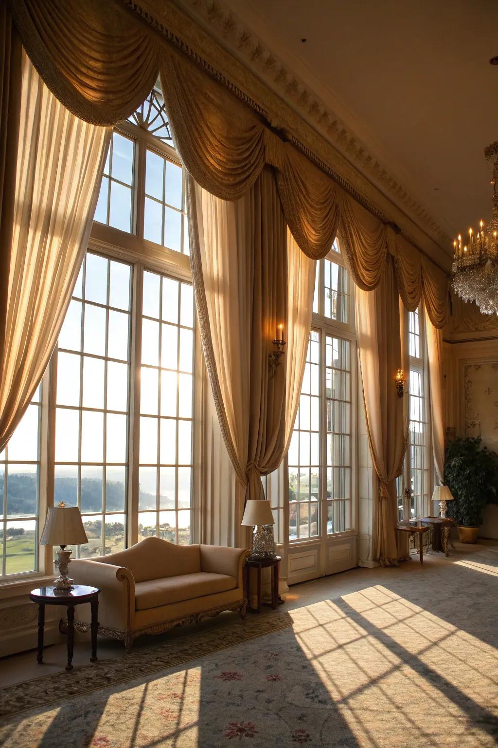 Harmonious curtains create a cohesive look.