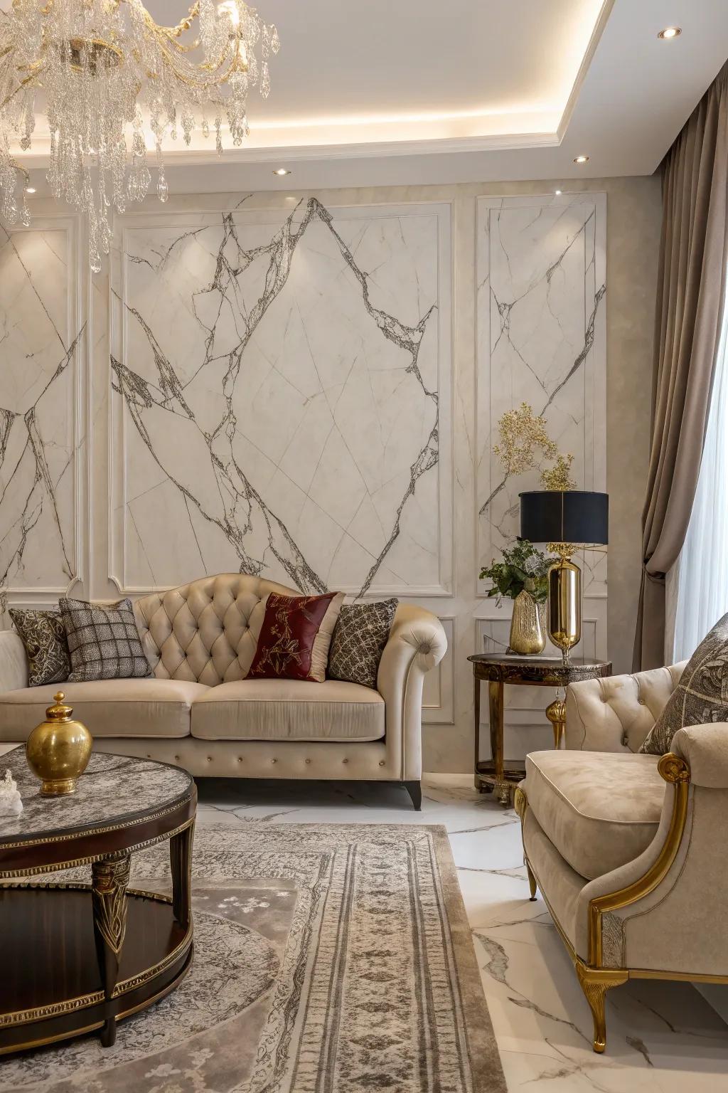 Marble effects bring an unexpected touch of elegance.