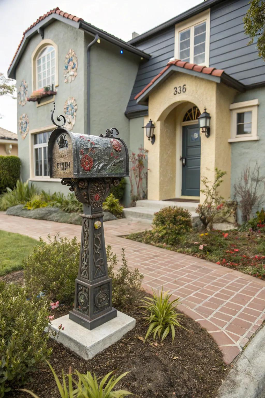 Sculptural mailbox posts transform function into art.