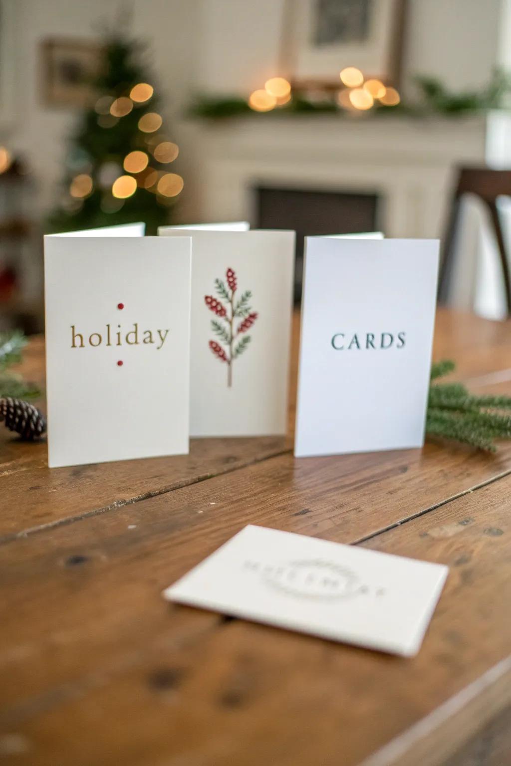 Minimalist holiday greetings featuring uncomplicated typography and a heartfelt sentiment.