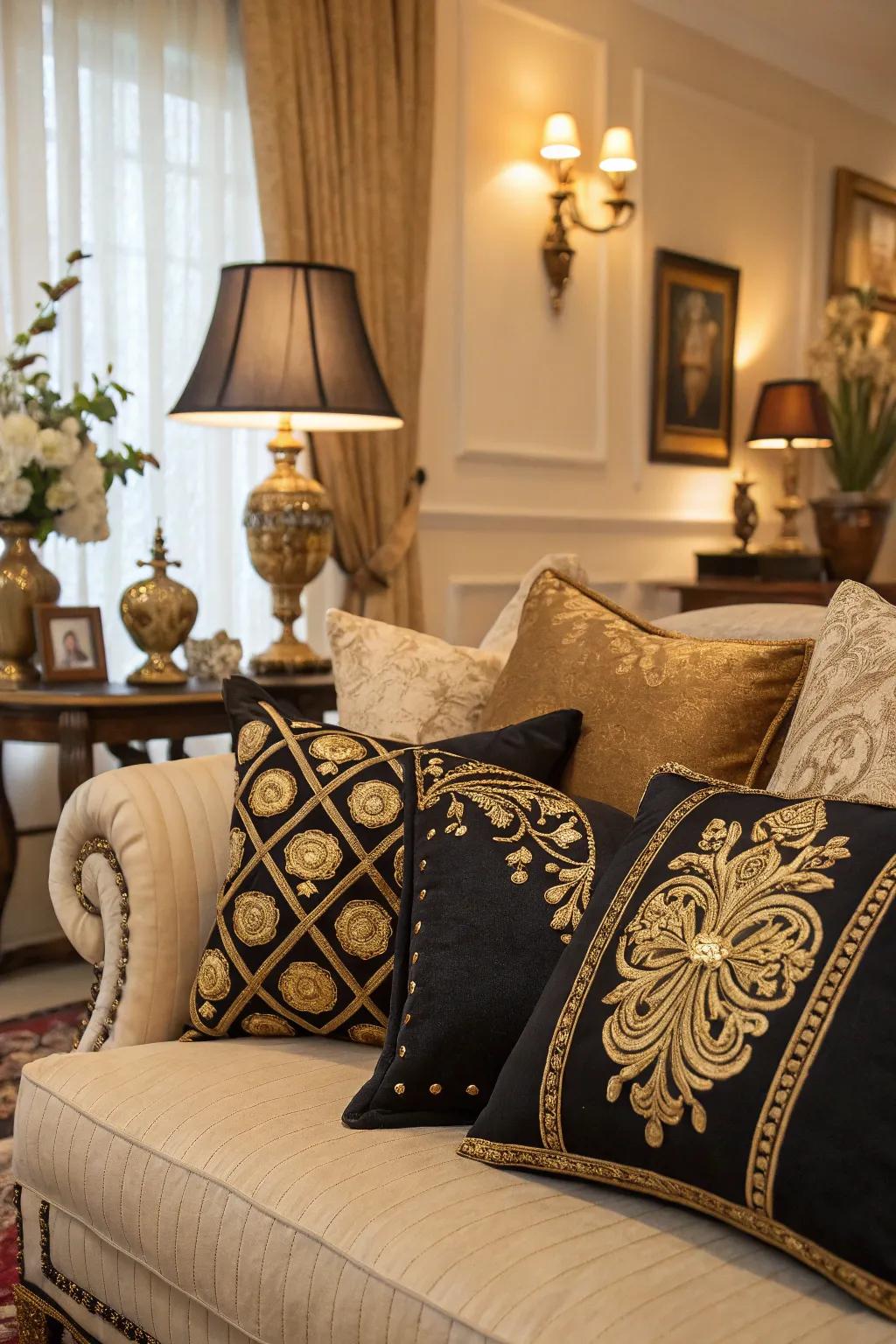 Opulent textiles adding texture and interest to the room.