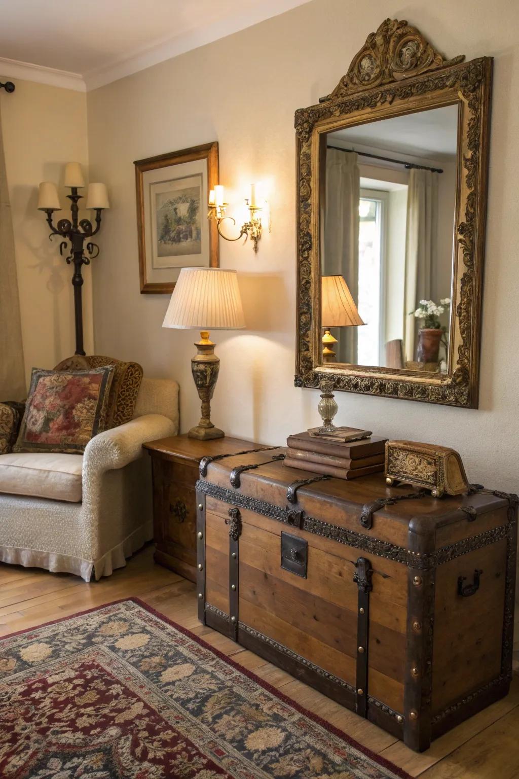 Vintage elements add a sense of history.