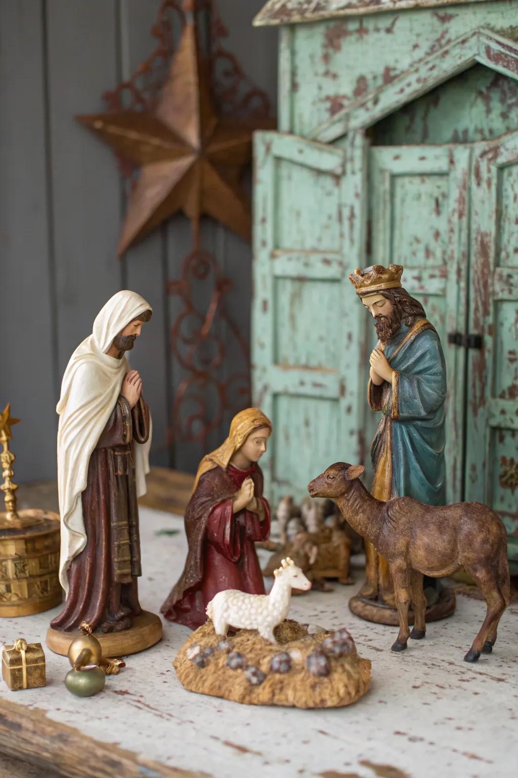 A vintage charm backdrop adds timeless appeal to your nativity scene.