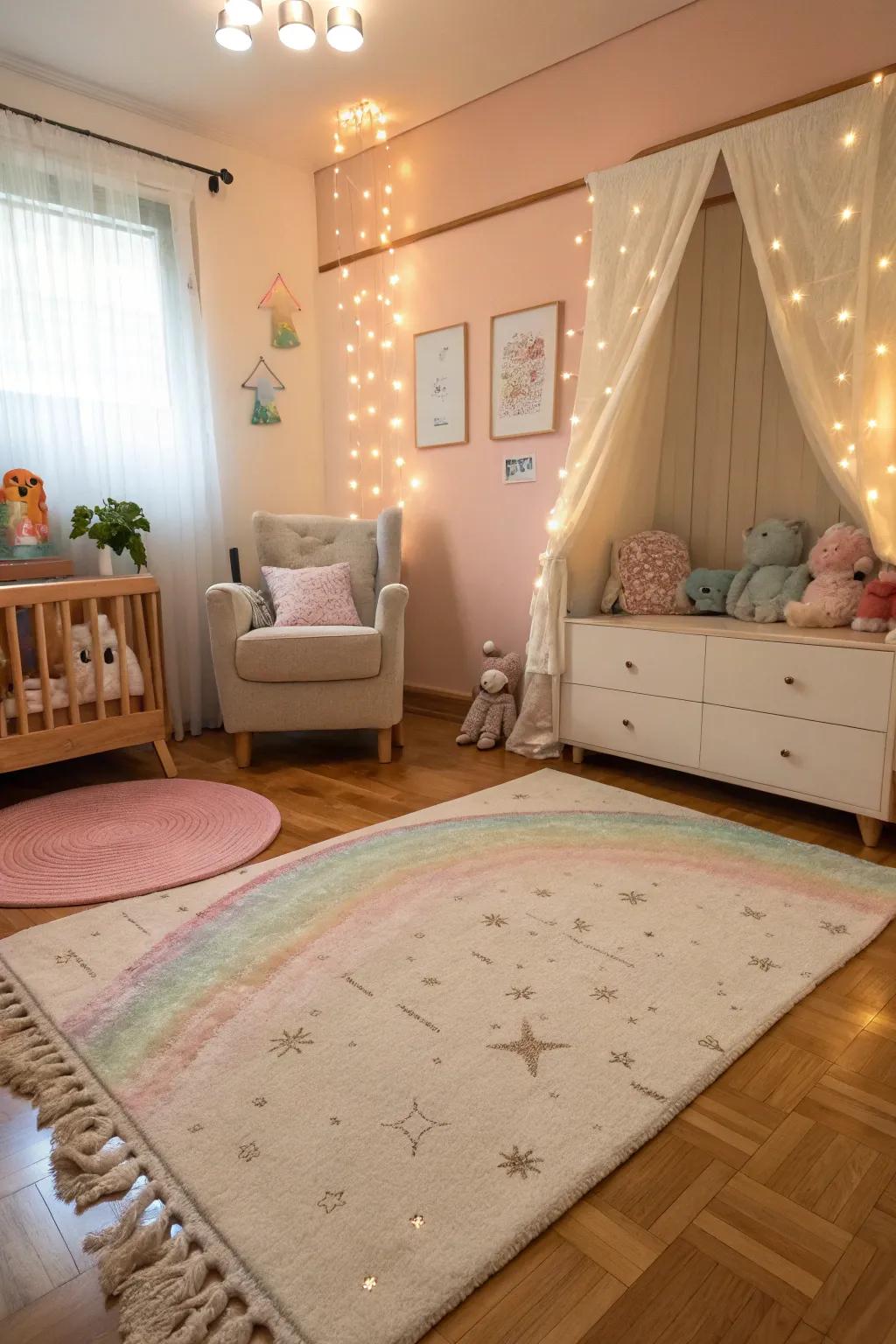 A touch of shimmer adds elegance to the nursery.