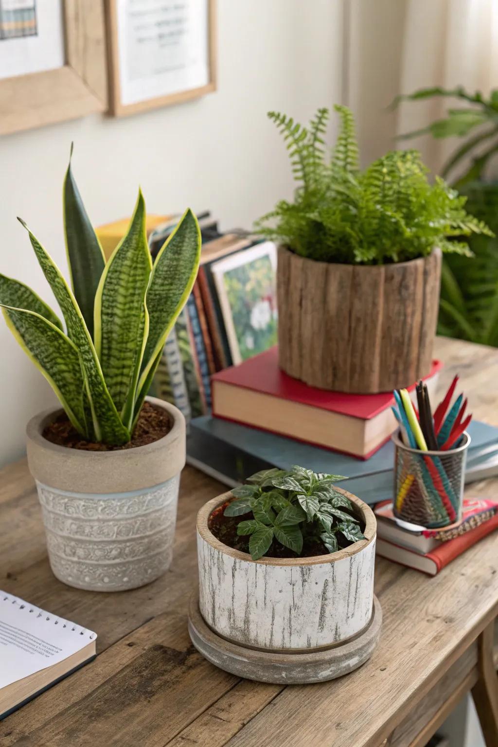 Blend designs using a mix of country and modern containers.