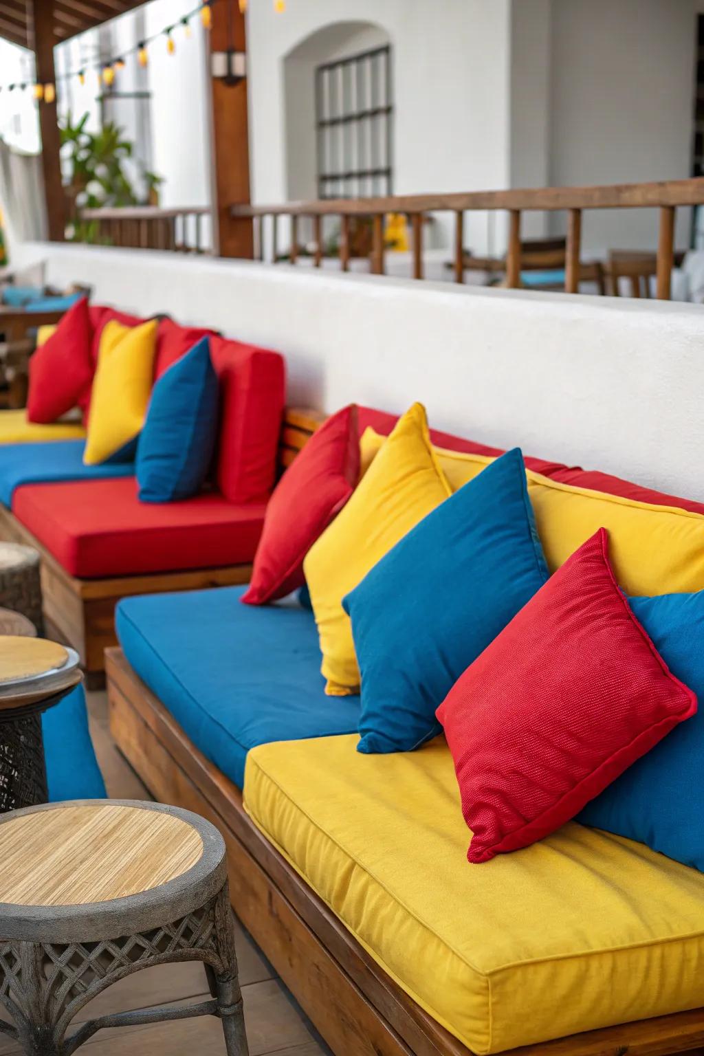 Colorful cushions enhance comfort and style.