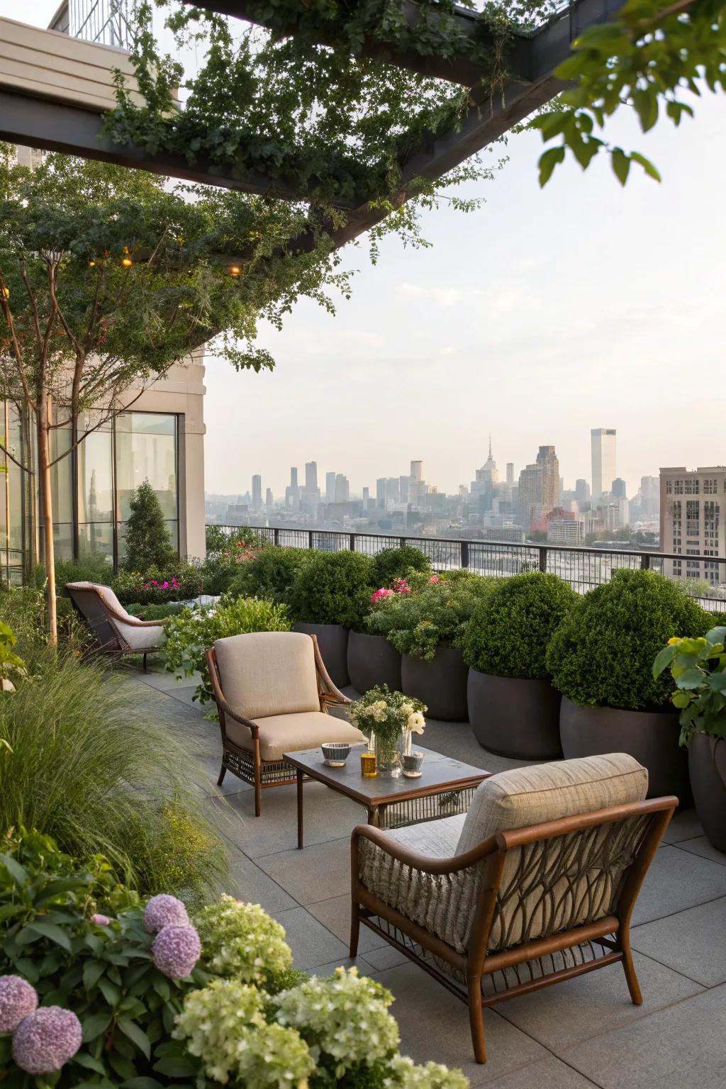 An outdoor oasis amidst the city landscape.