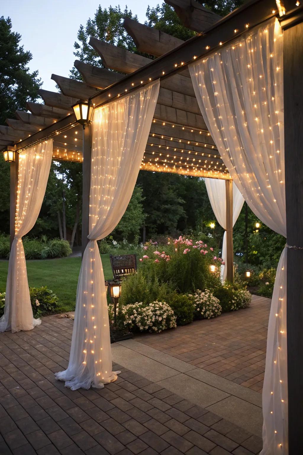 Curtain lights provide a glamorous draped effect.