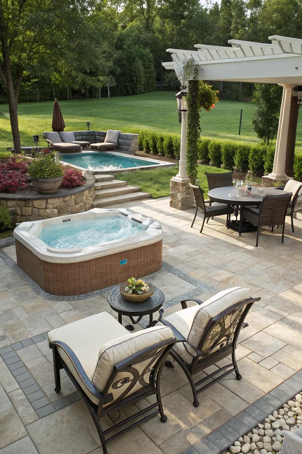 A hot tub adds a touch of luxury to your poolside experience.