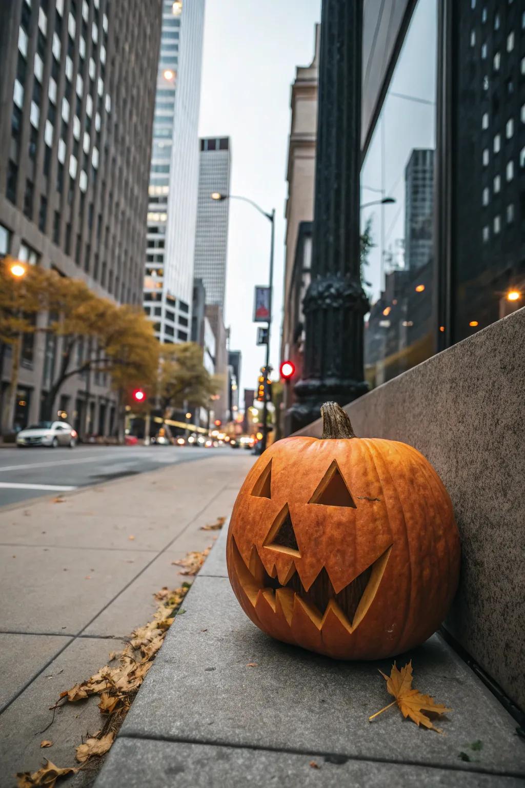 Funky geometric pumpkin face for a bold statement.