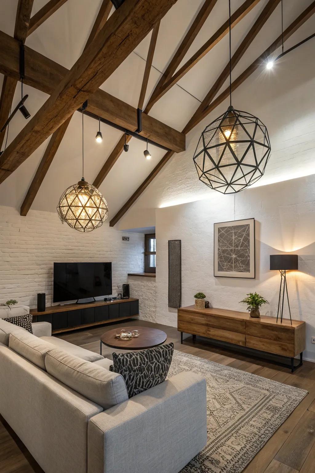 Spark conversations with geometric lighting.