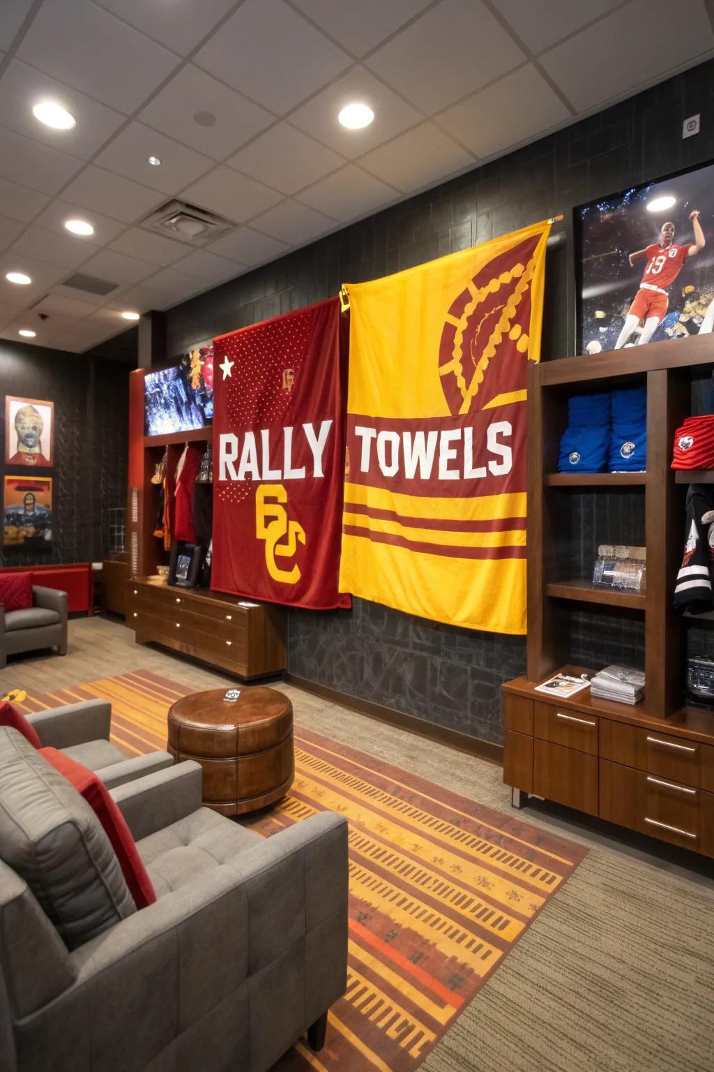 Enhance a sports-themed room with rally towels.