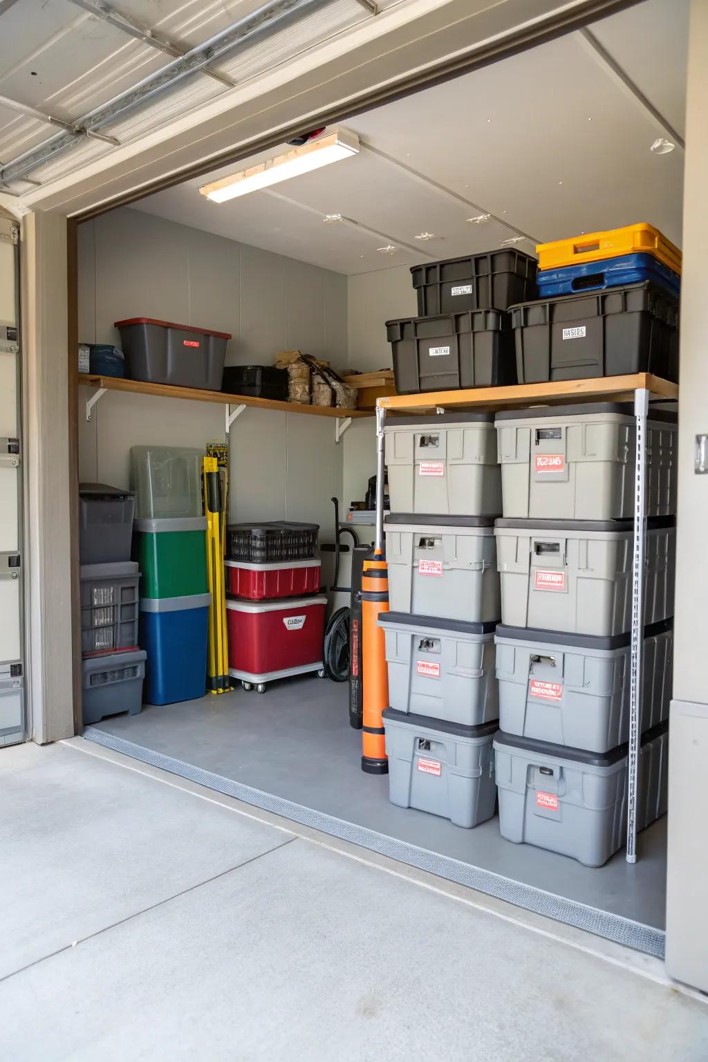 Portable storage units offer flexibility in organizing your garage space.