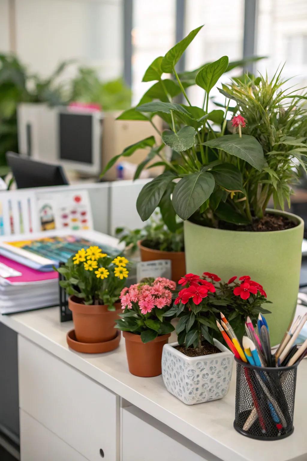 Greenery adds vibrancy and freshness to your workspace.