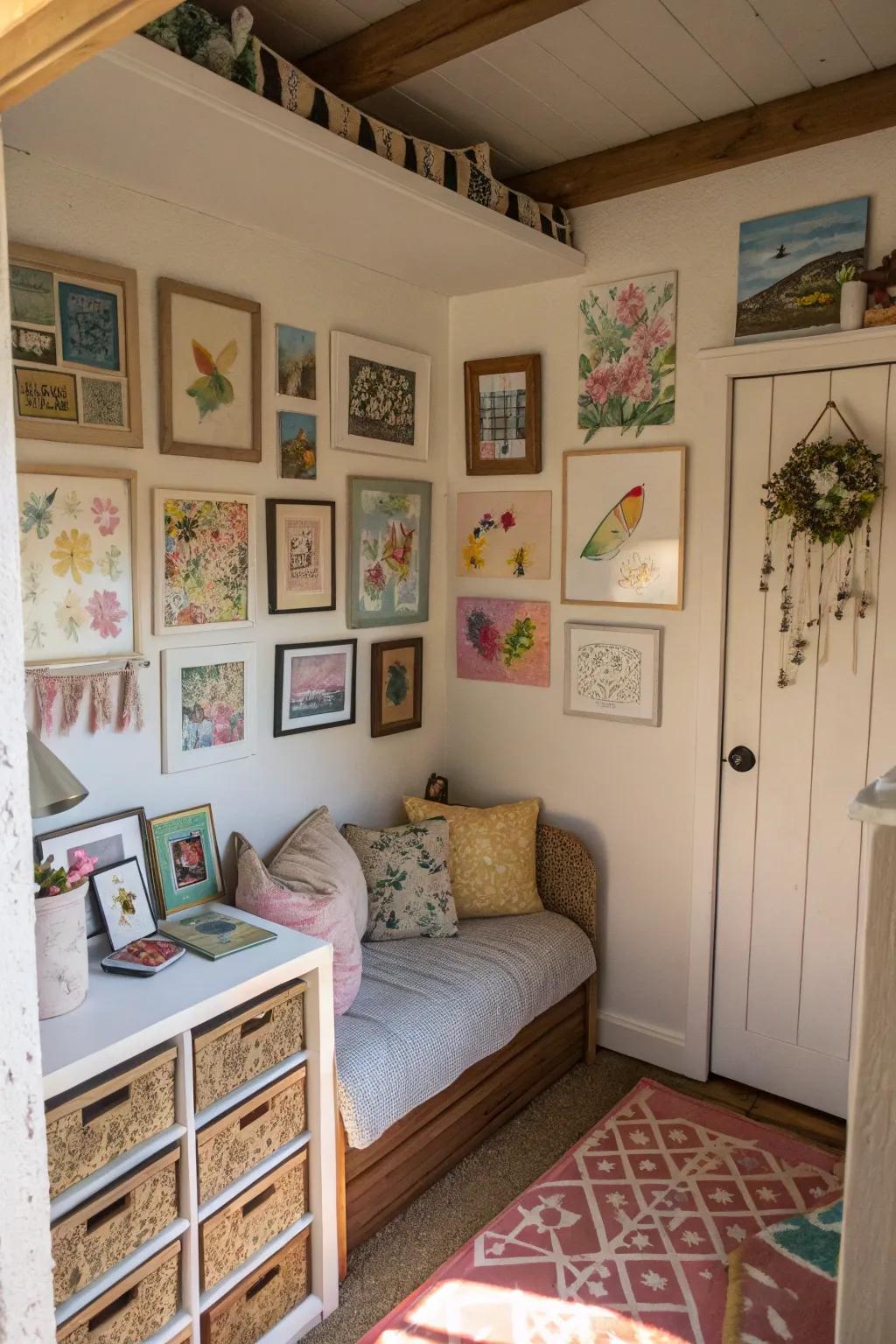 Artwork personalizes and enlivens small spaces.