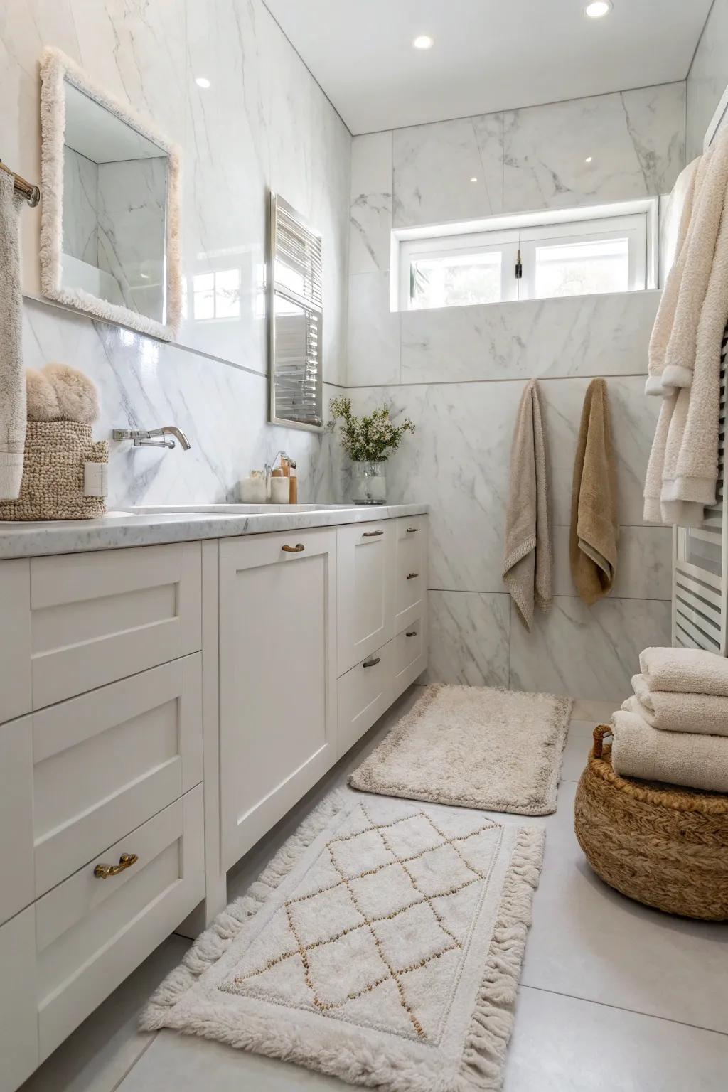Different textures add depth and comfort to stone settings.