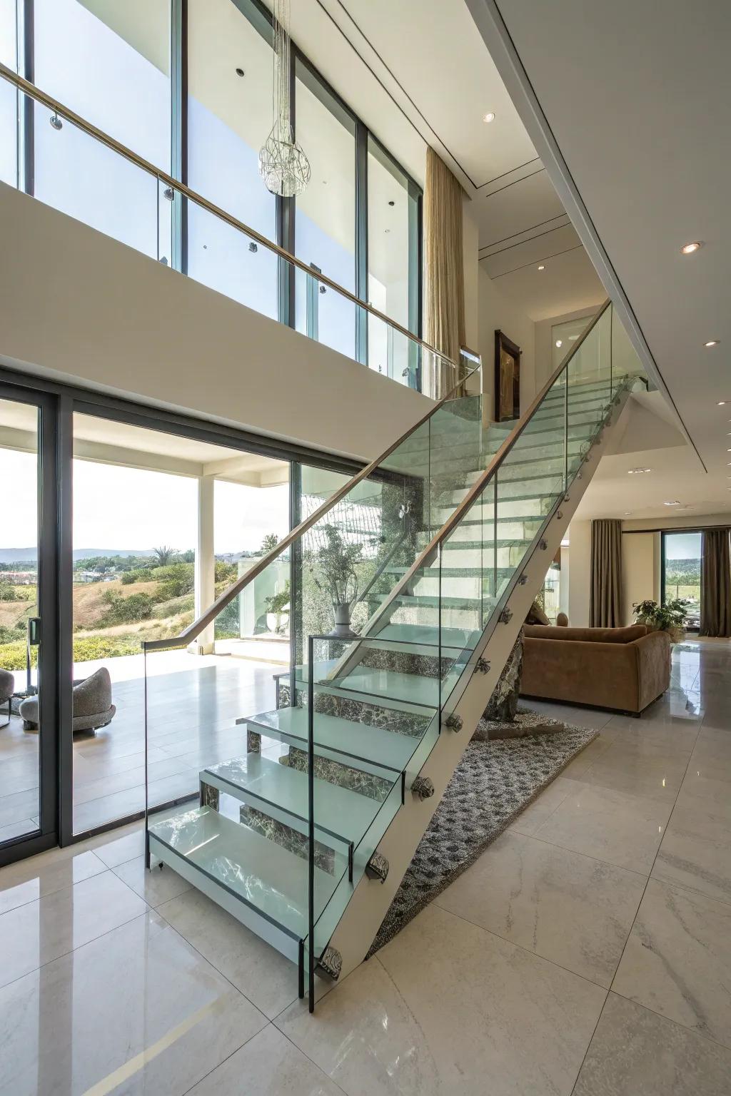Clear panels will create an open feel in your staircase.