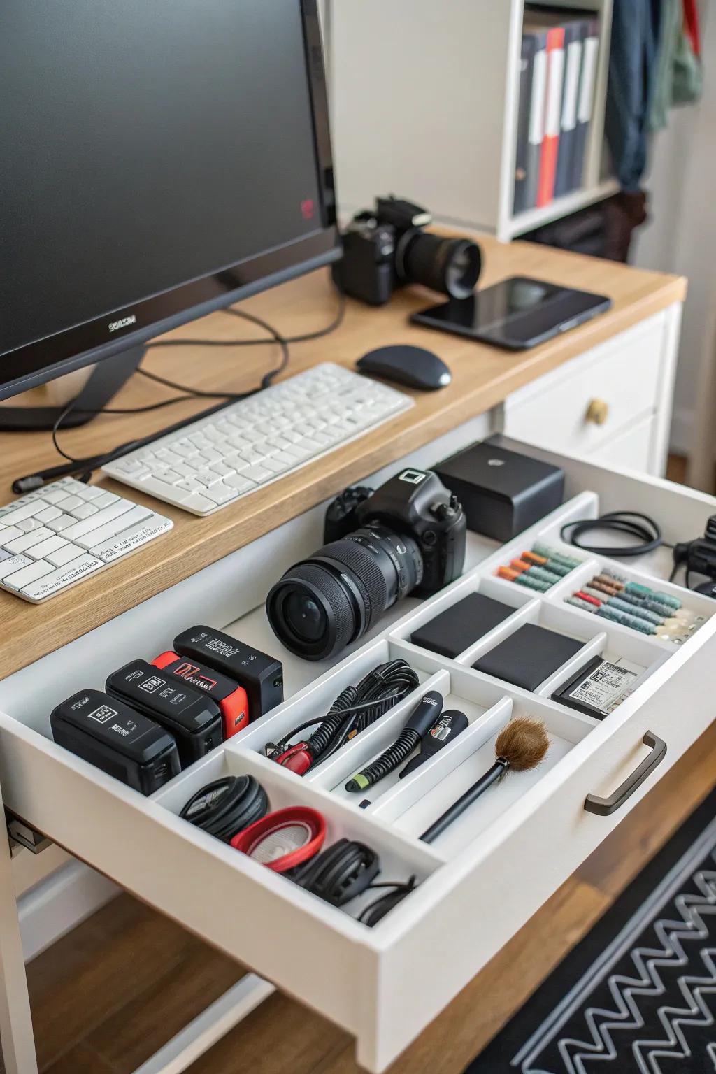 Keep your accessories tidy and within reach with smart storage.