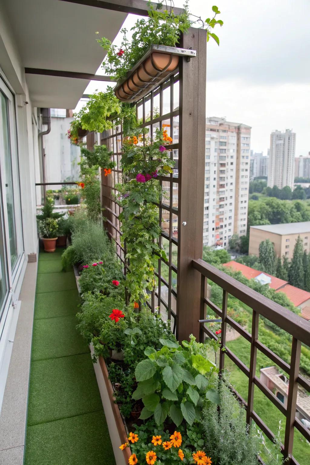 Create an urban oasis with a balcony trellis.