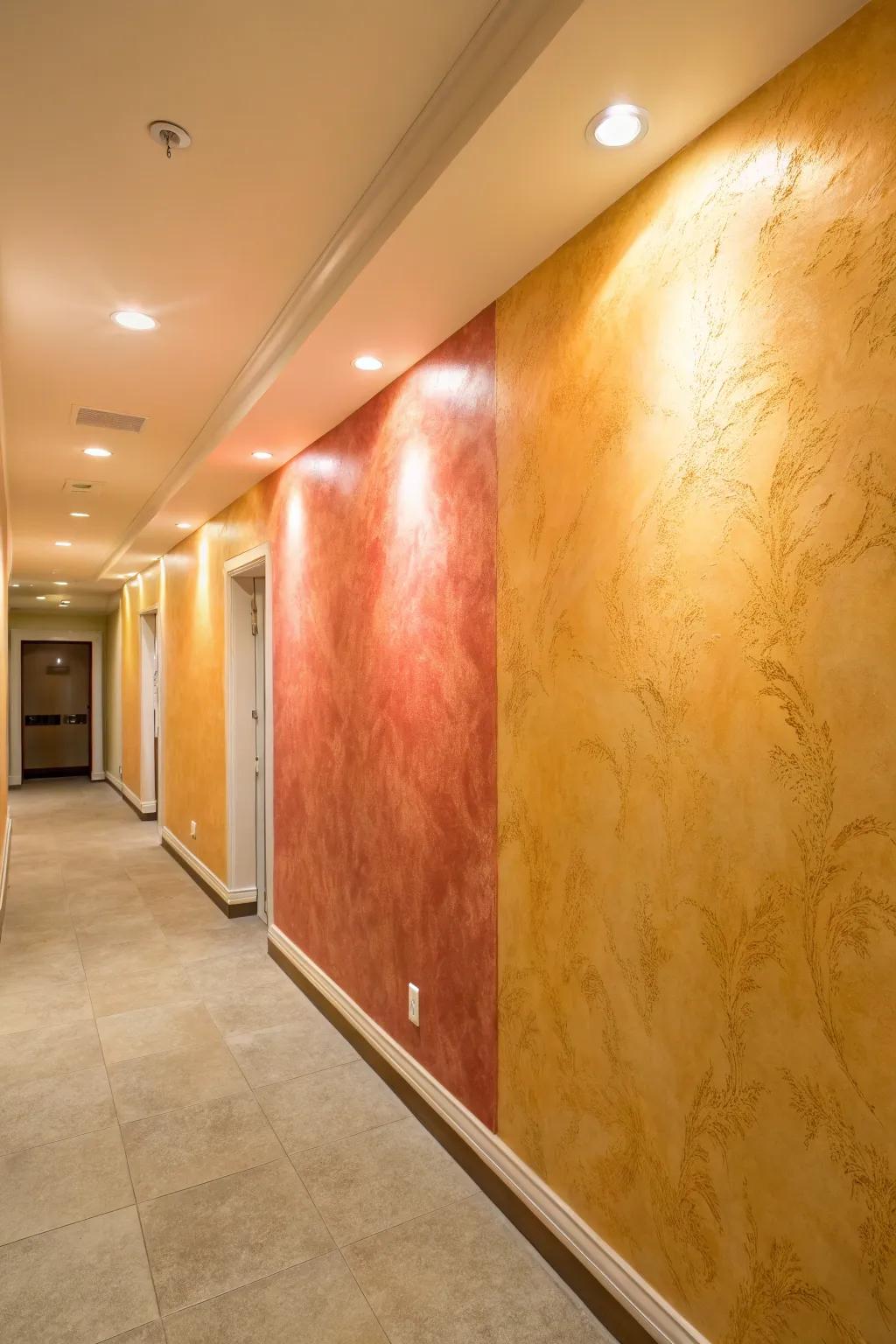 Make a striking impression with a Venetian plaster accent wall in your hallway.