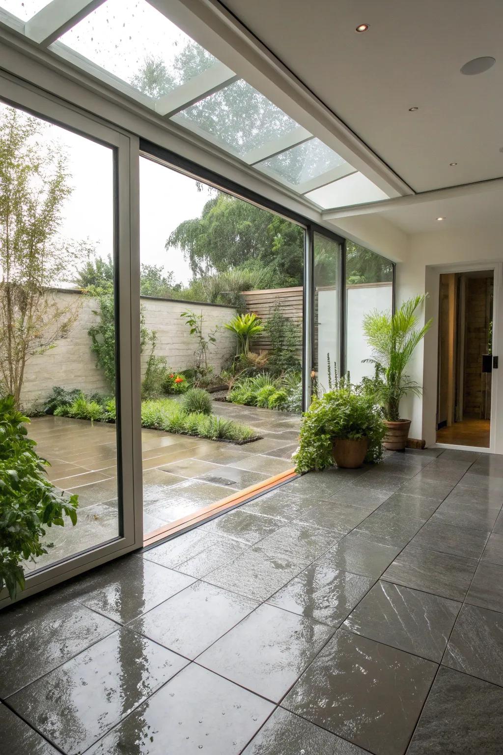 Fluid internal-external transitions enhance the use of space.