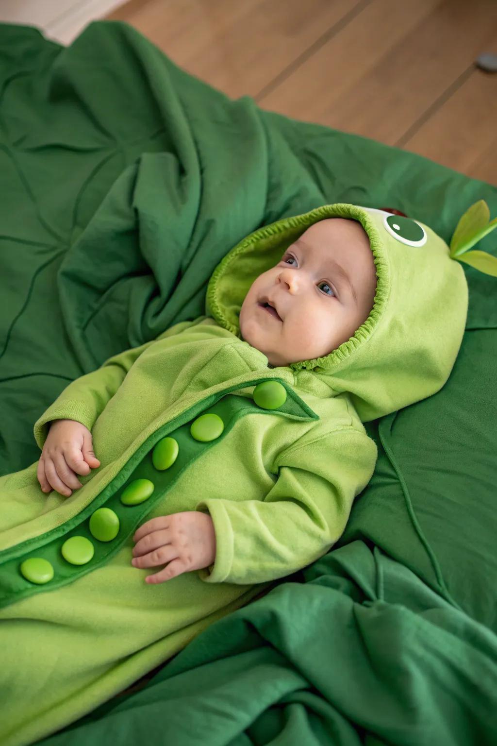 Peapod costume for a sweet Halloween.