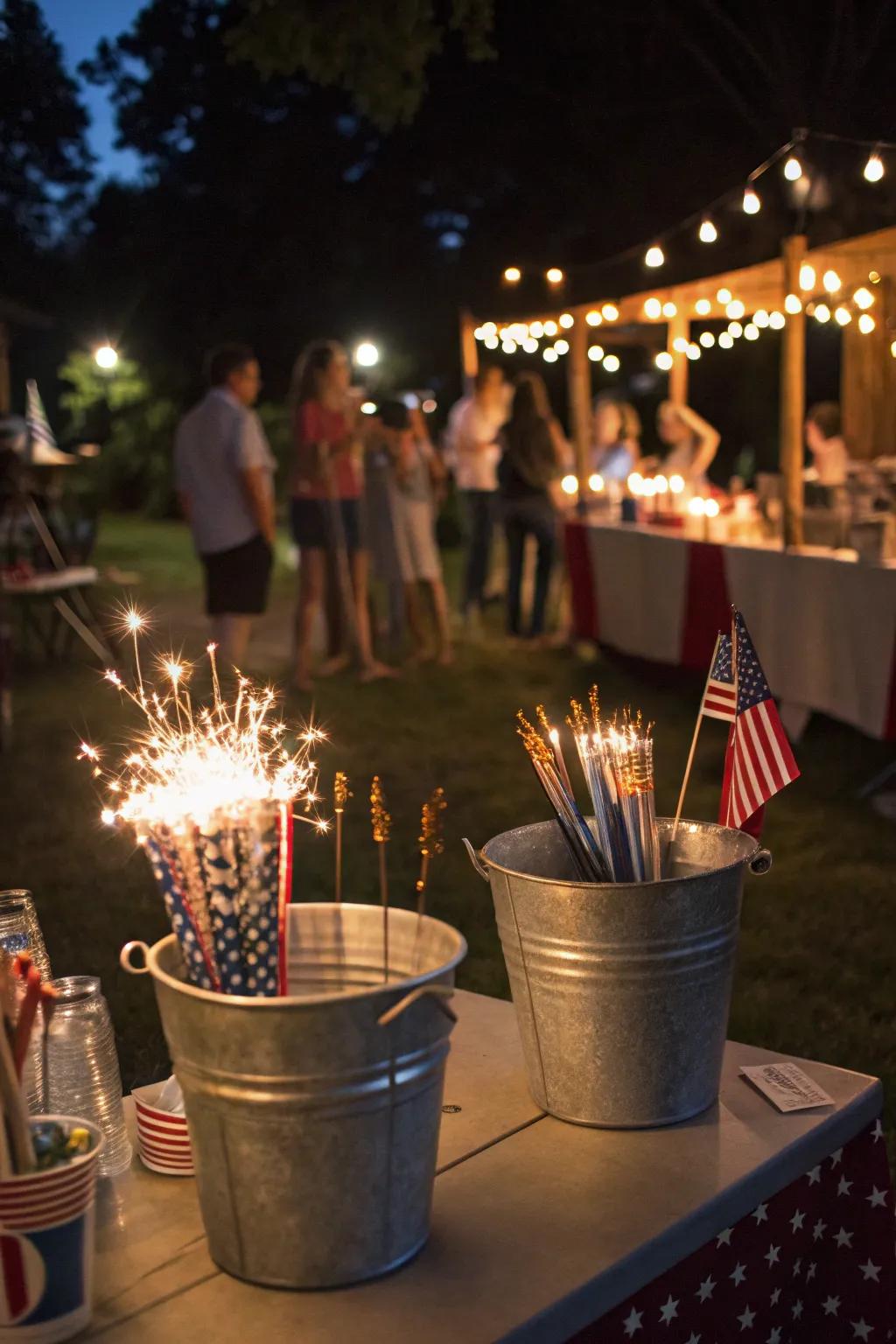 Ensure safety with a designated sparklers station for fun and convenience.