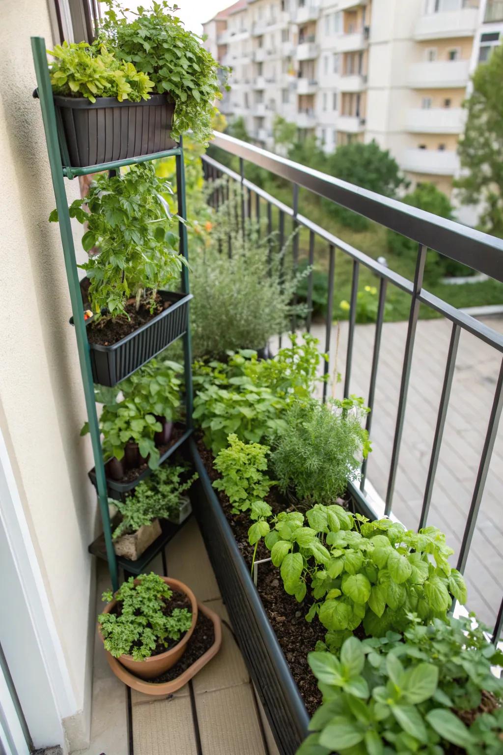 Multi-story herb plots offer fresh flavors right at your fingertips.