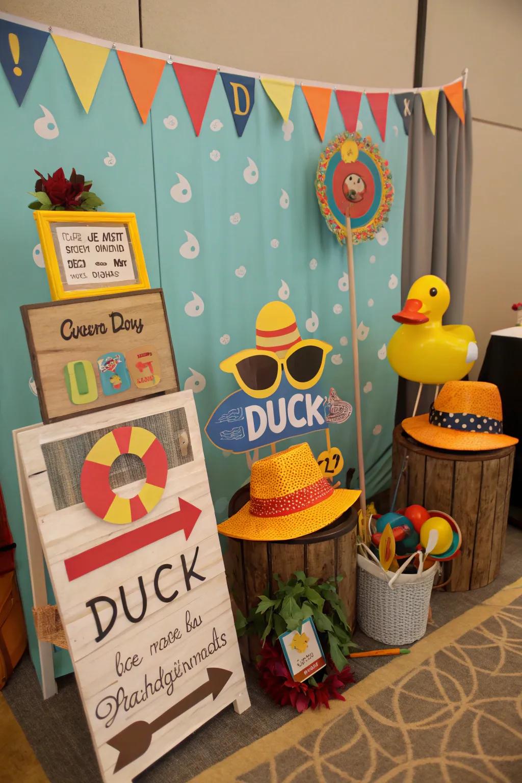 A fun duck-themed photobooth for memorable photos.