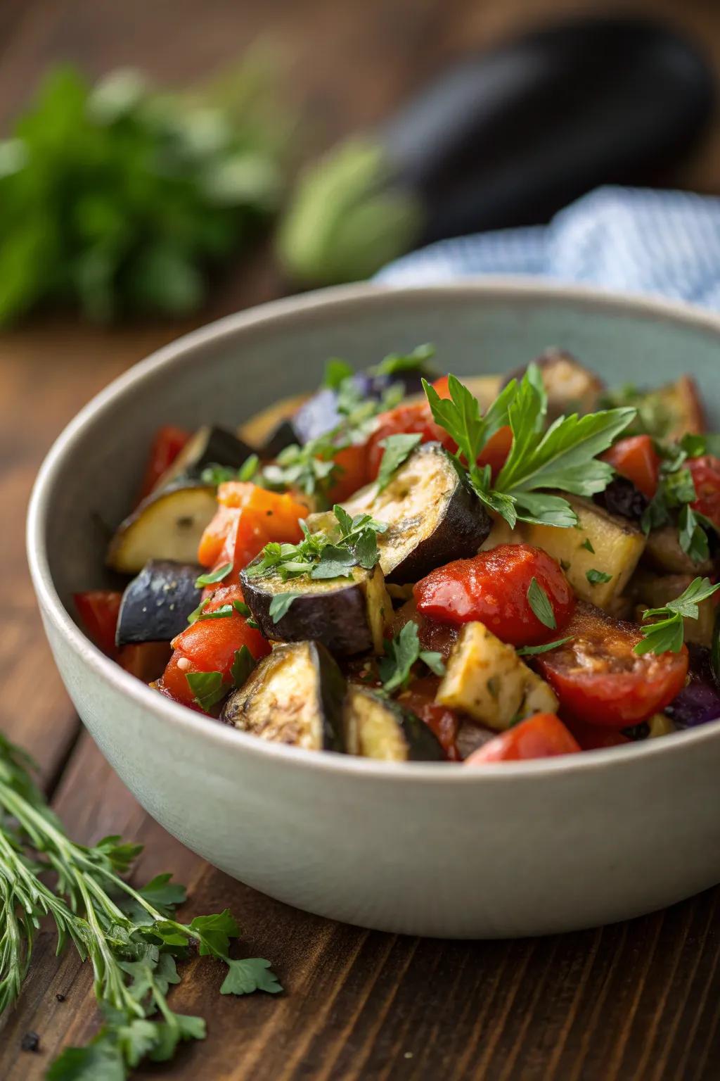 A ratatouille-inspired bowl guarantees a flavorful morning meal.