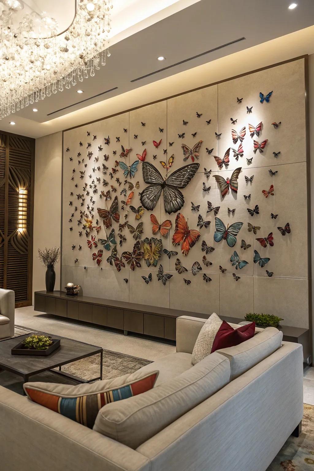 A butterfly art configuration is a breathtaking feature.