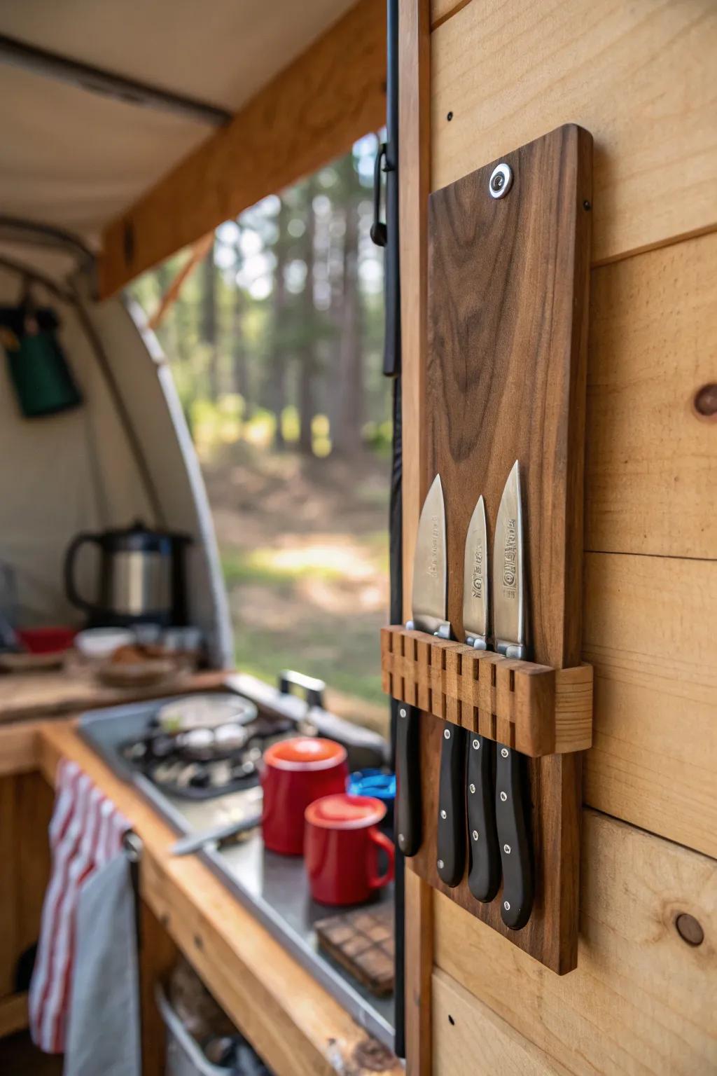 Keep your knives safe and handy with a magnetic holder.