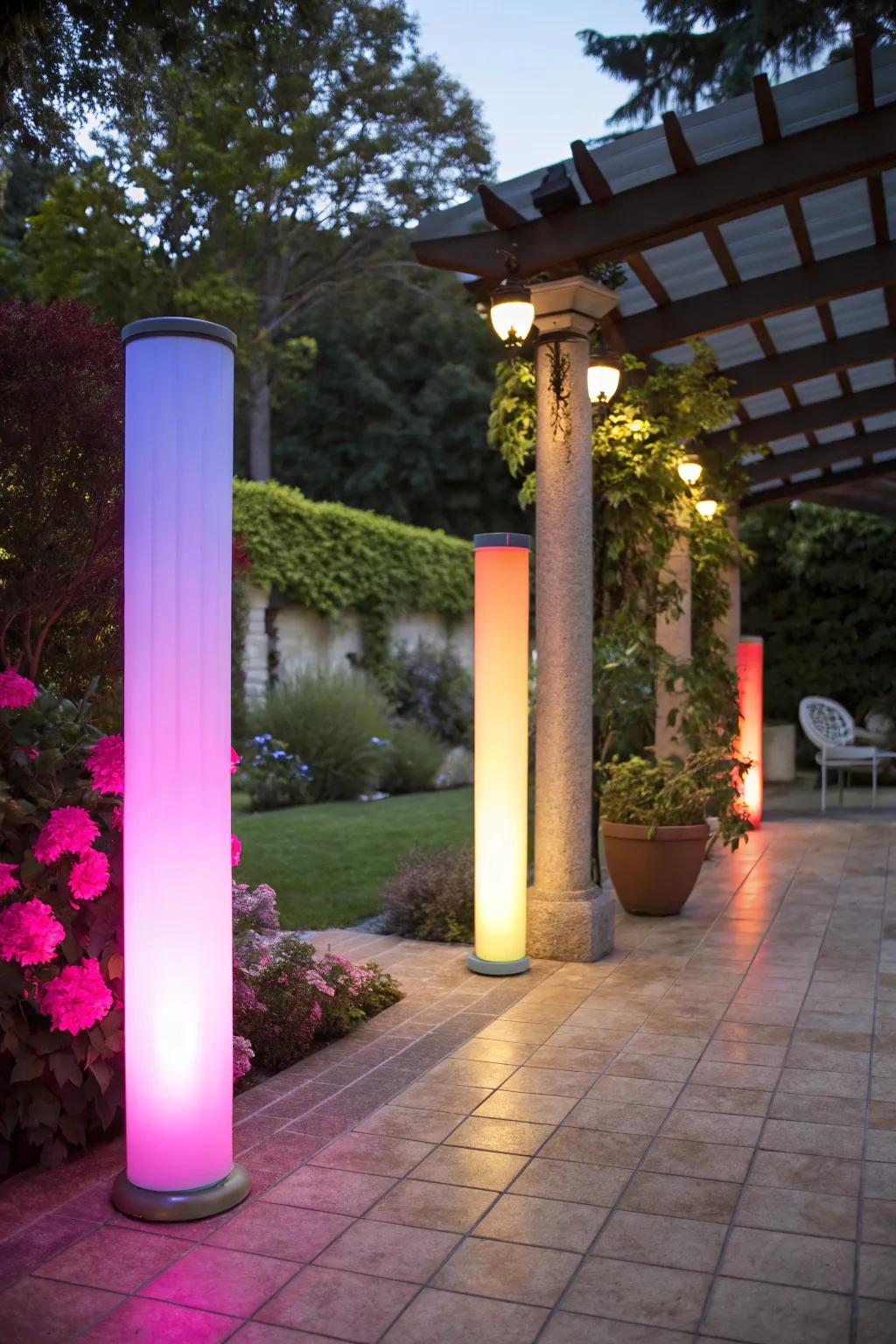 Transform spaces with colorful lighting accents.