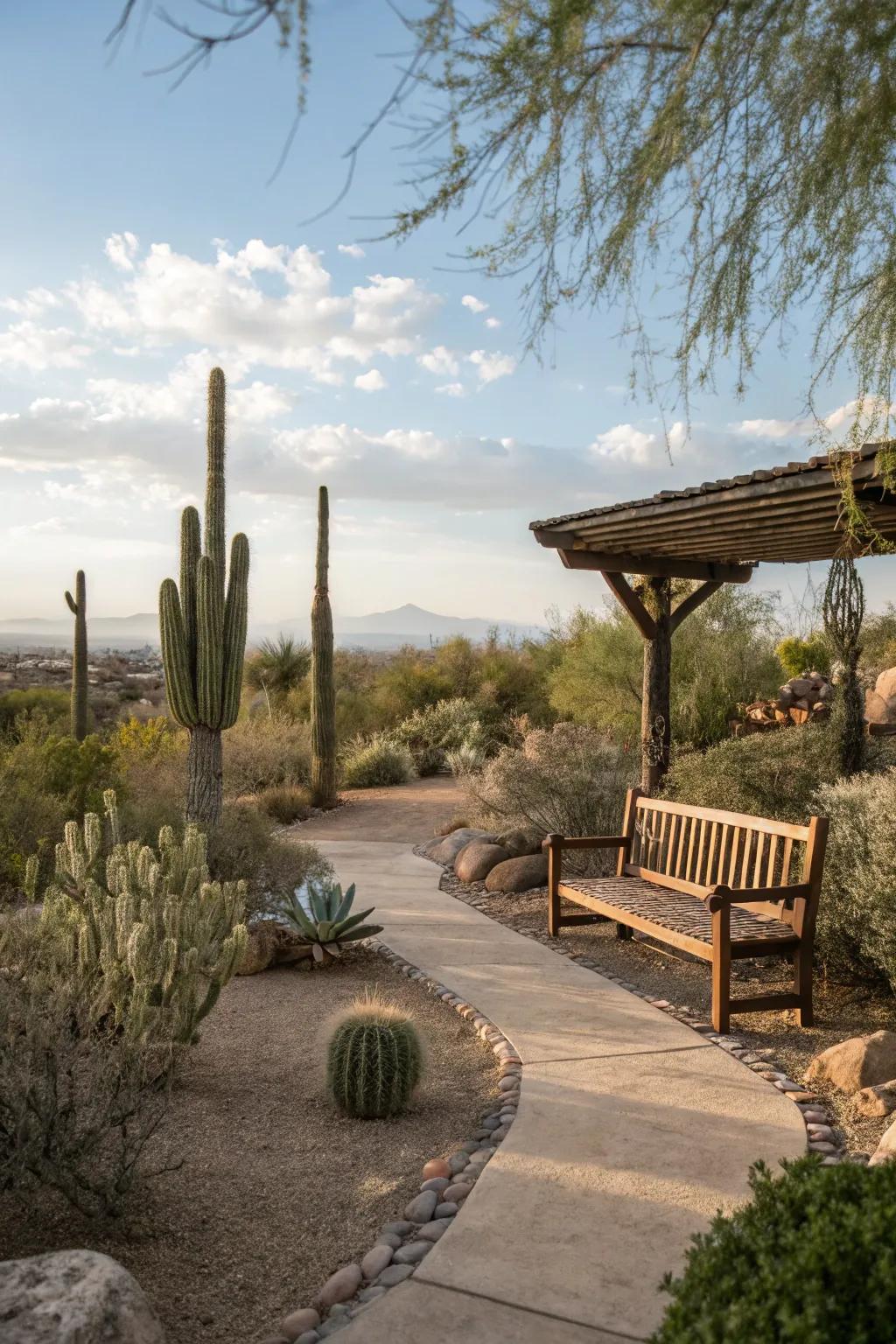 A serene meditation spot in the desert.