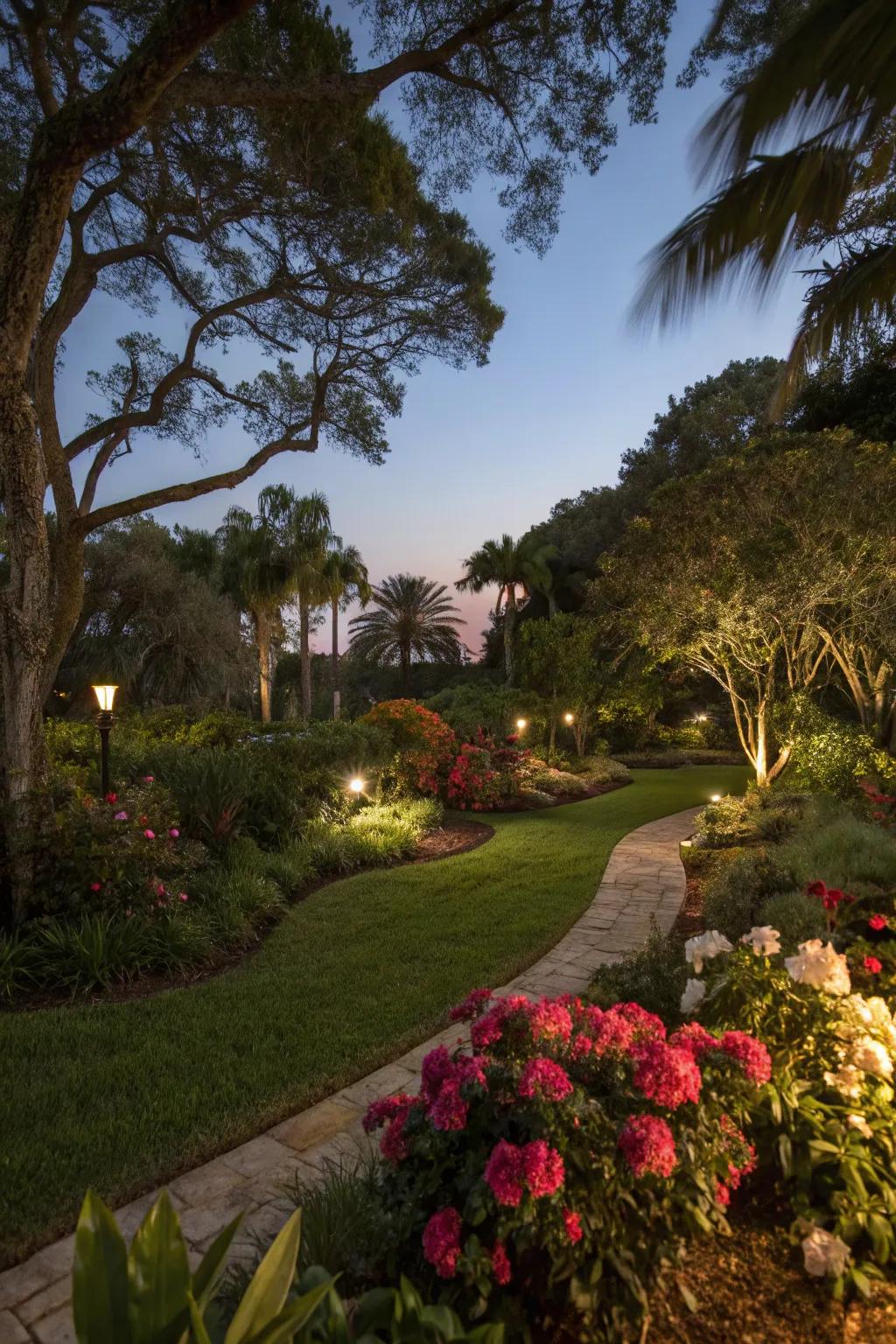 Exterior illumination elevates the beauty and safety of your garden after dark.