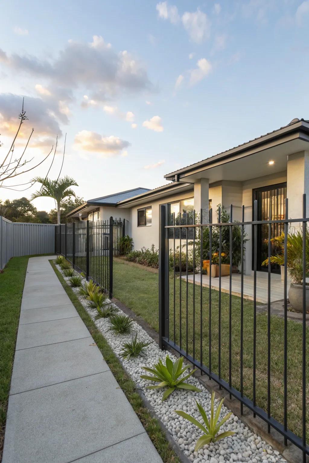 Minimalist steel fences provide strength and style.