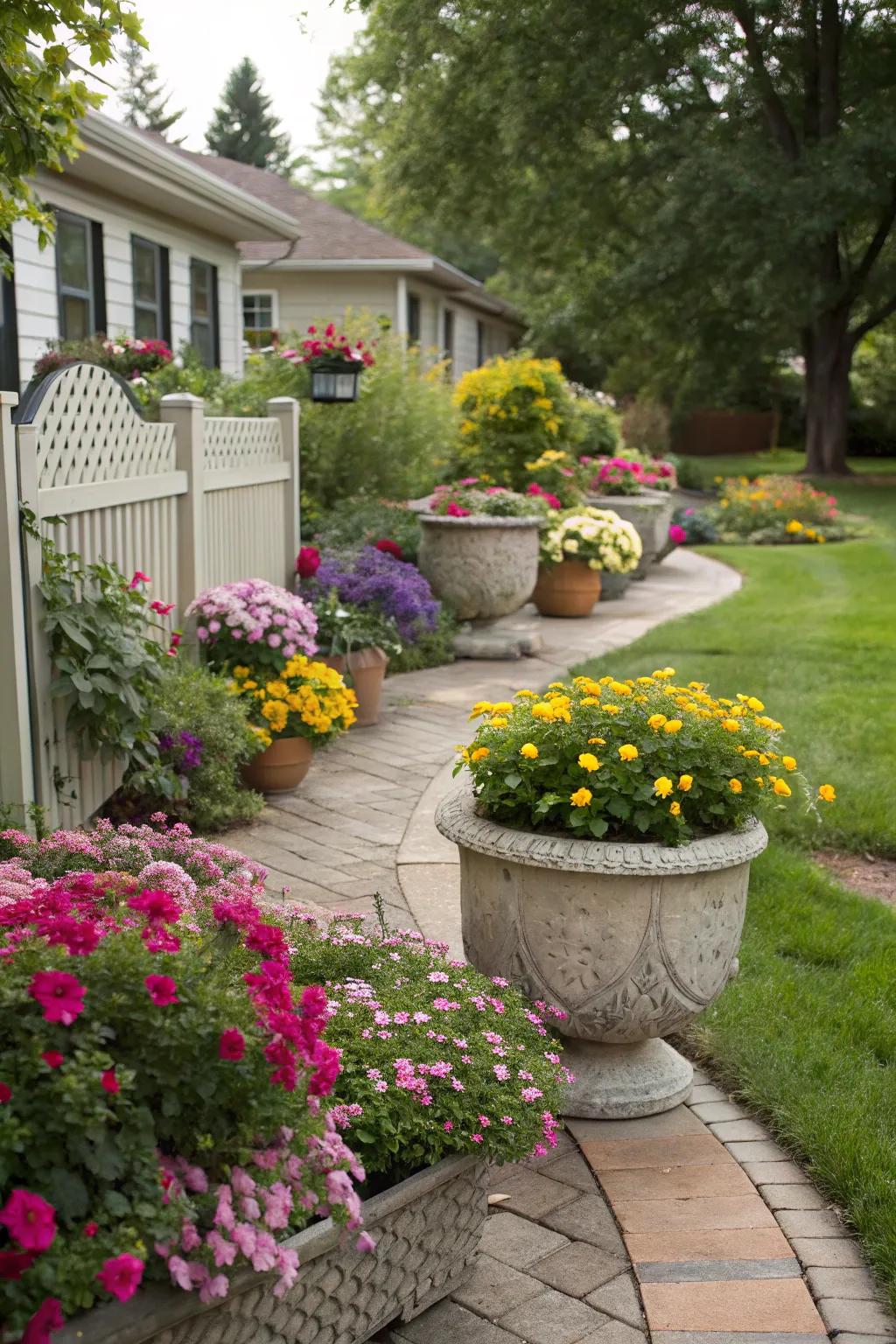 Planters provide versatility to easily update the garden's look.