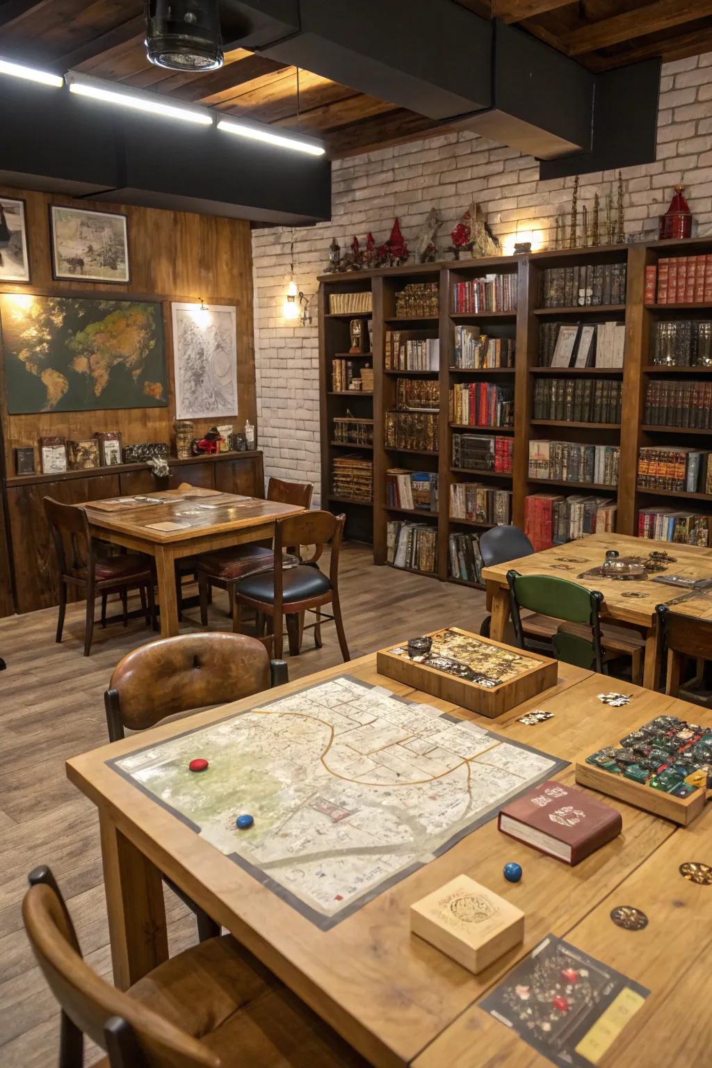 Fantasy elements create an immersive Dungeons & Dragons gaming room.