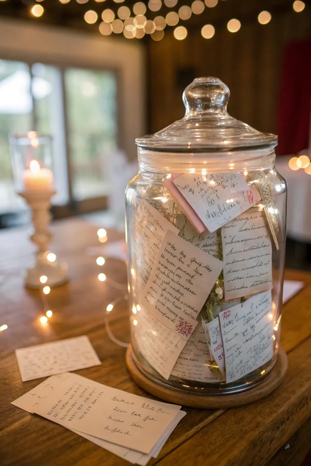 Cherished memories: A recollection container filled with heartfelt moments from dear ones.