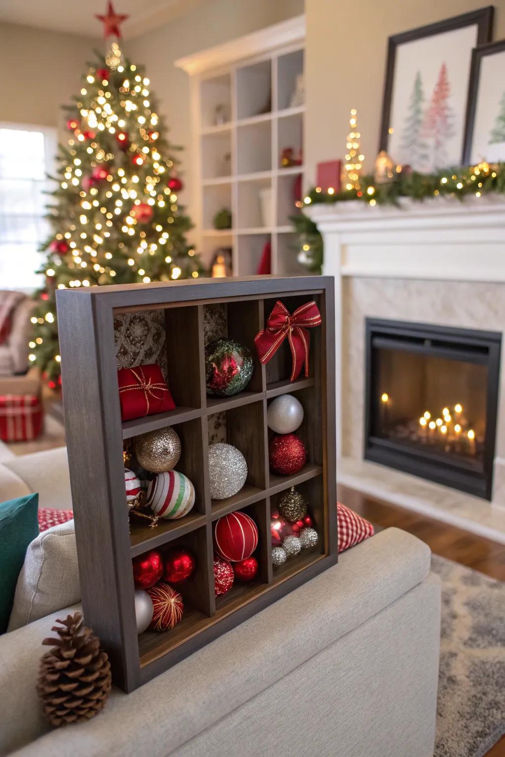 Celebrate the season with holiday highlights in your shadow box.