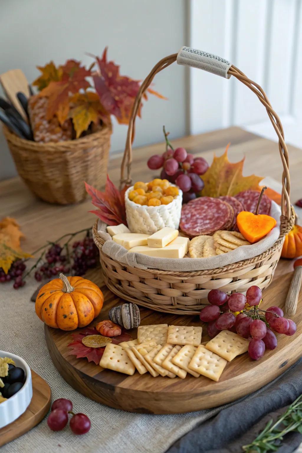 An elegant cheese and charcuterie spread for Halloween.