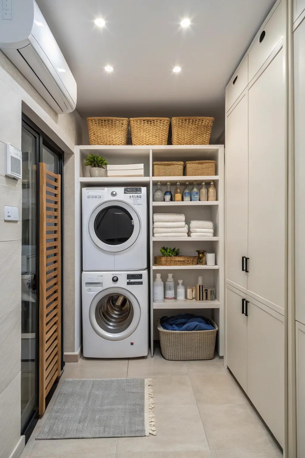 Smart ventilation keeps the laundry area fresh.