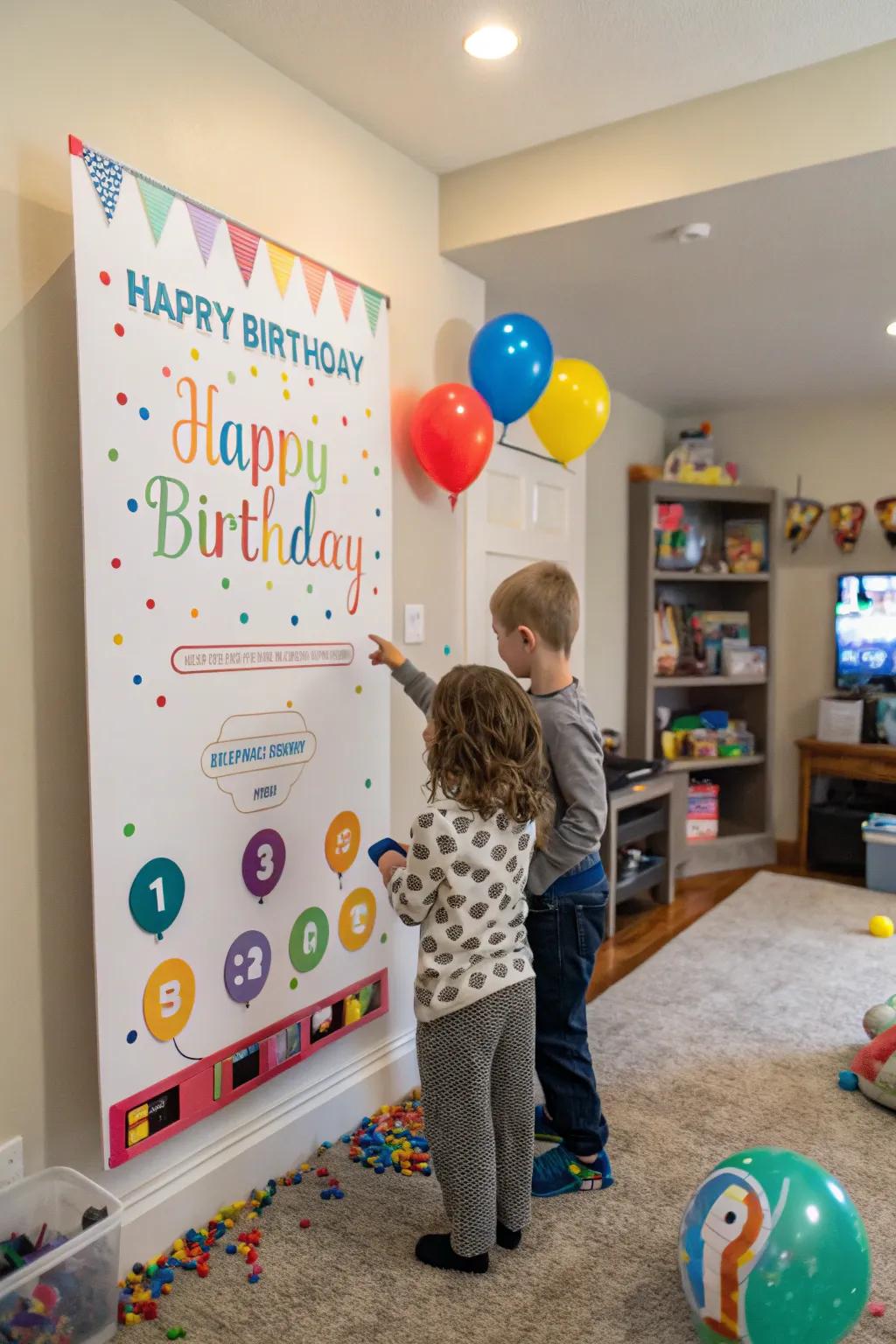 Interactive elements create engaging birthday sign experiences.