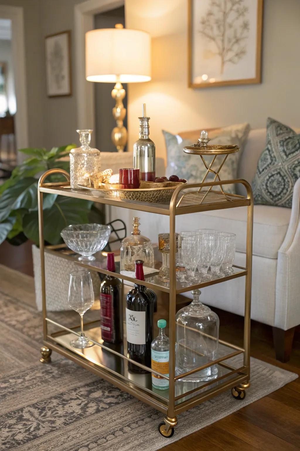 Enhance your living room with a chic bar cart.