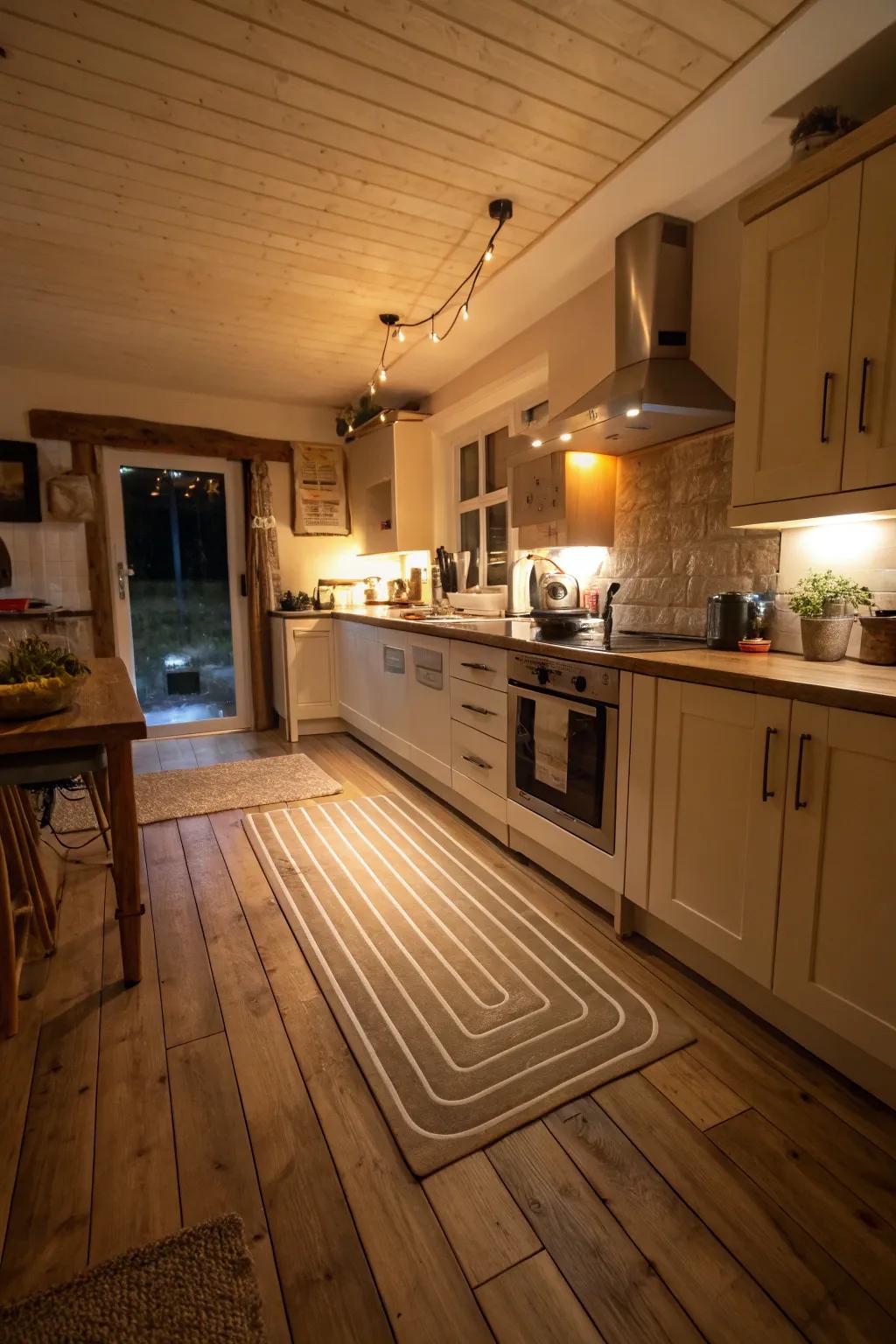 Underfloor heating adds warmth and luxury.